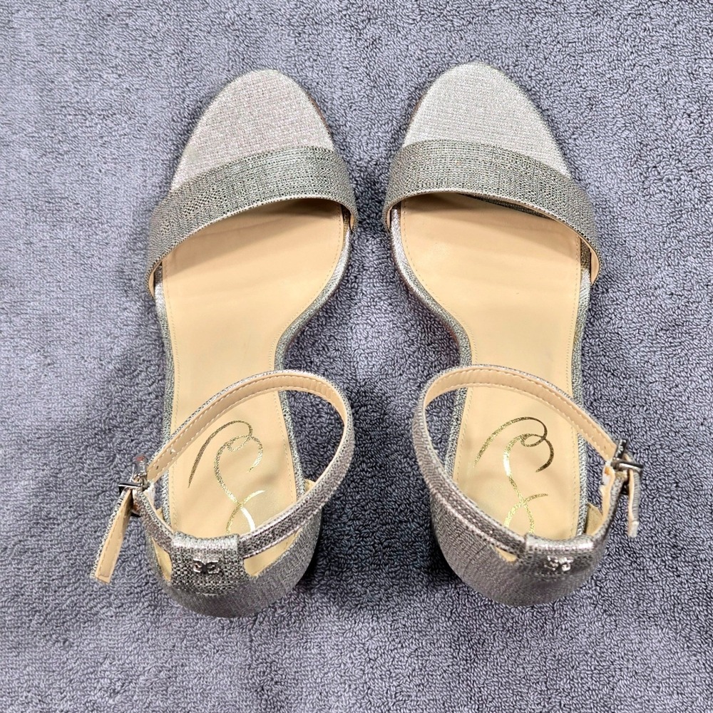 Sam Edelman Yaro Block Heel Sandals Womens 9M Champagne Silver Metallic - Picture 8 of 16